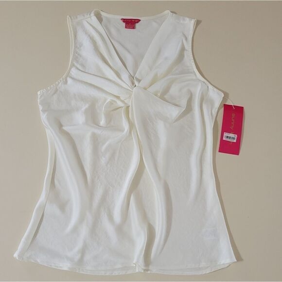 Sunny Leigh Ivory Knotted Front Sleeveless Top - Picture 1 of 6